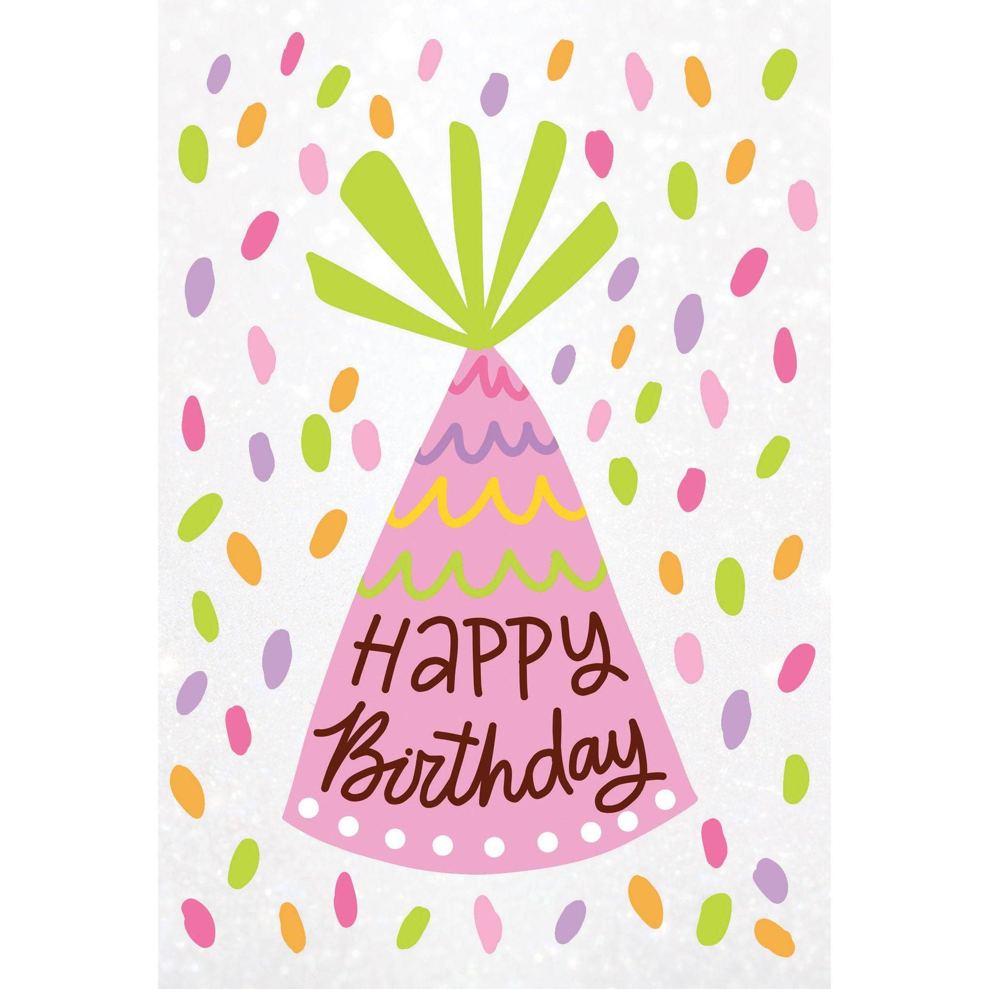 Colorful party hat birthday card from Pictura featuring festive design, perfect for celebrating birthdays with cheerful imagery.